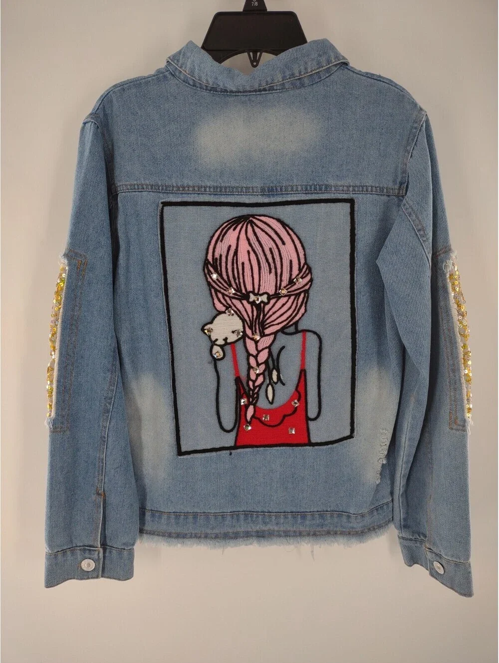 Heng Sheng Jeans Jean Coat Girls Size 160 Sequin Decor 025